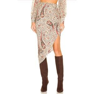 NWT Veronica Beard Herst Oat Slit Silk Asymmetrical Skirt Size 6